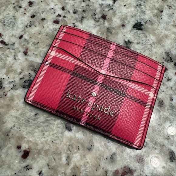 KATE SPADE Staci Classic Plaid Slim Cardholder - MSRP $159 NEW - Picture 2 of 5